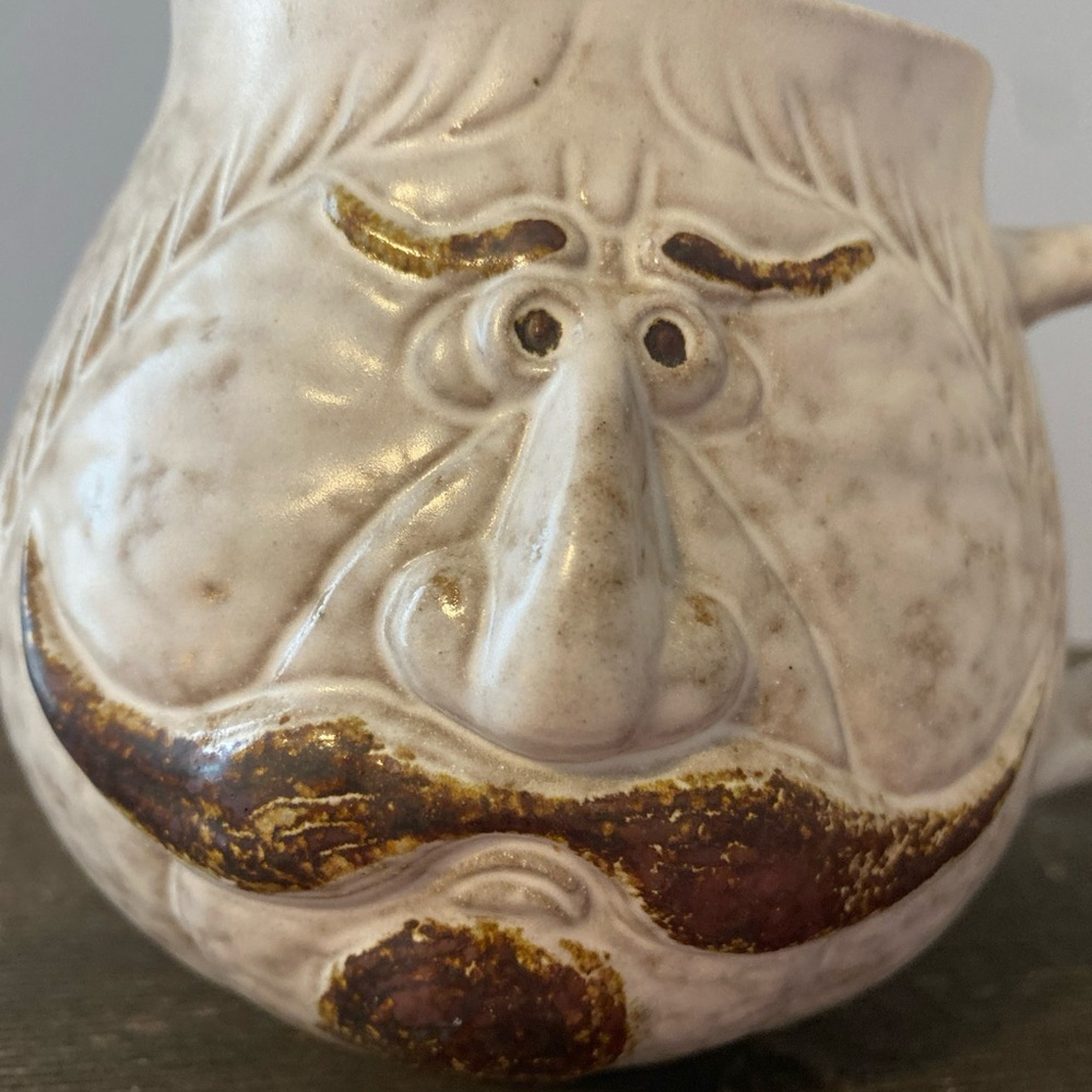 Artisan Ceramic Face Mug in Cream and Brown